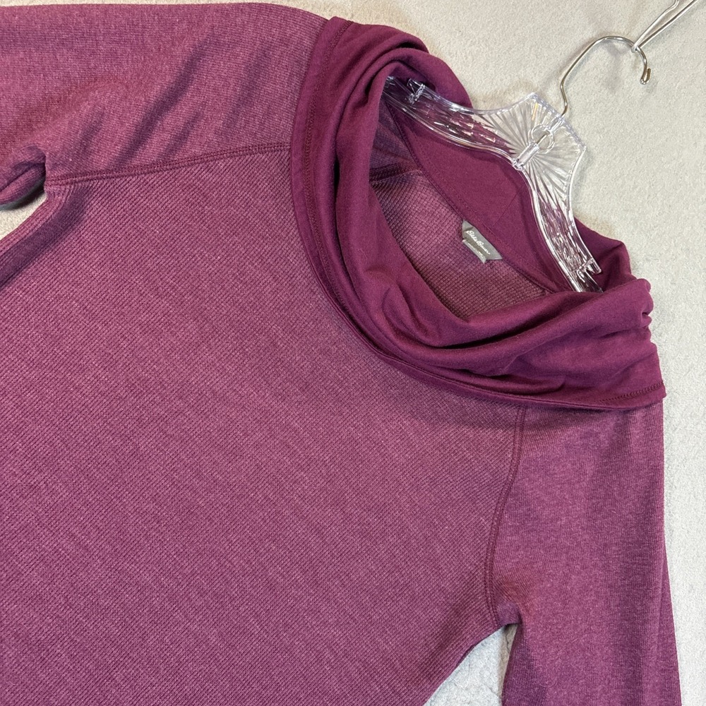 Eddie Bauer Women's Purple‎ Cowl Neck Pullover Size Medium Waffle Knit